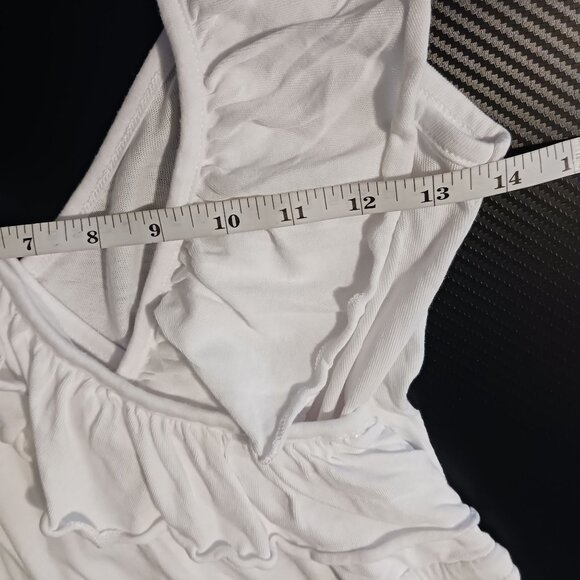 NEW Chaser Suplice‎ Ruffle Tie Waist Scoop Hem Tank Top White Cotton Blouse XS - Picture 8 of 9